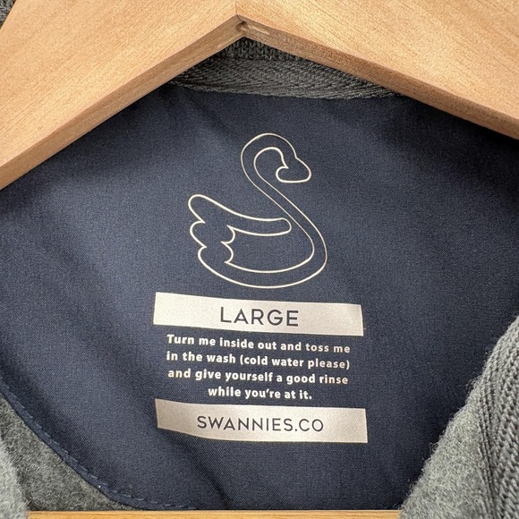 Swannies Sweater Mens Large Gray Snap Neck Pullover Golf Fleece Quarter Snap - Picture 4 of 12